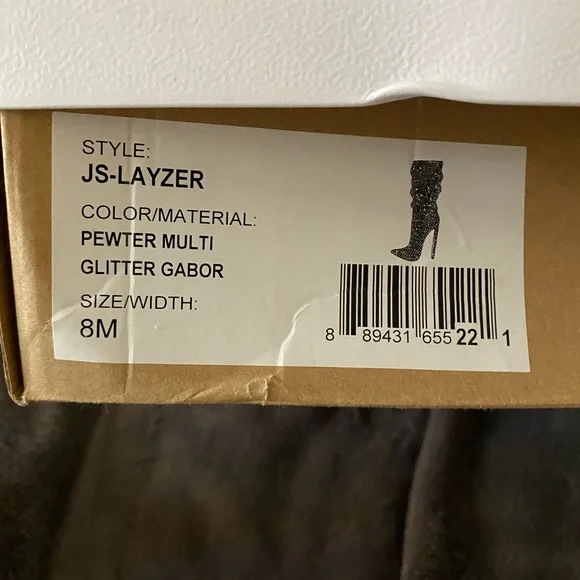 Elegant Gray Stiletto Boots Layzer pewter glitter - Picture 5 of 6